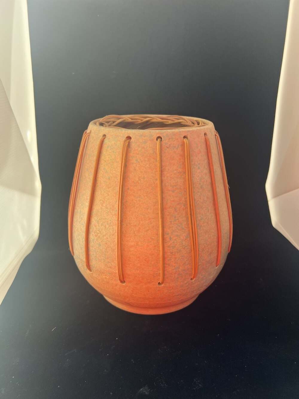 Studio Art Pottery Vase Size 7.5 Orange Speckled Terracotta